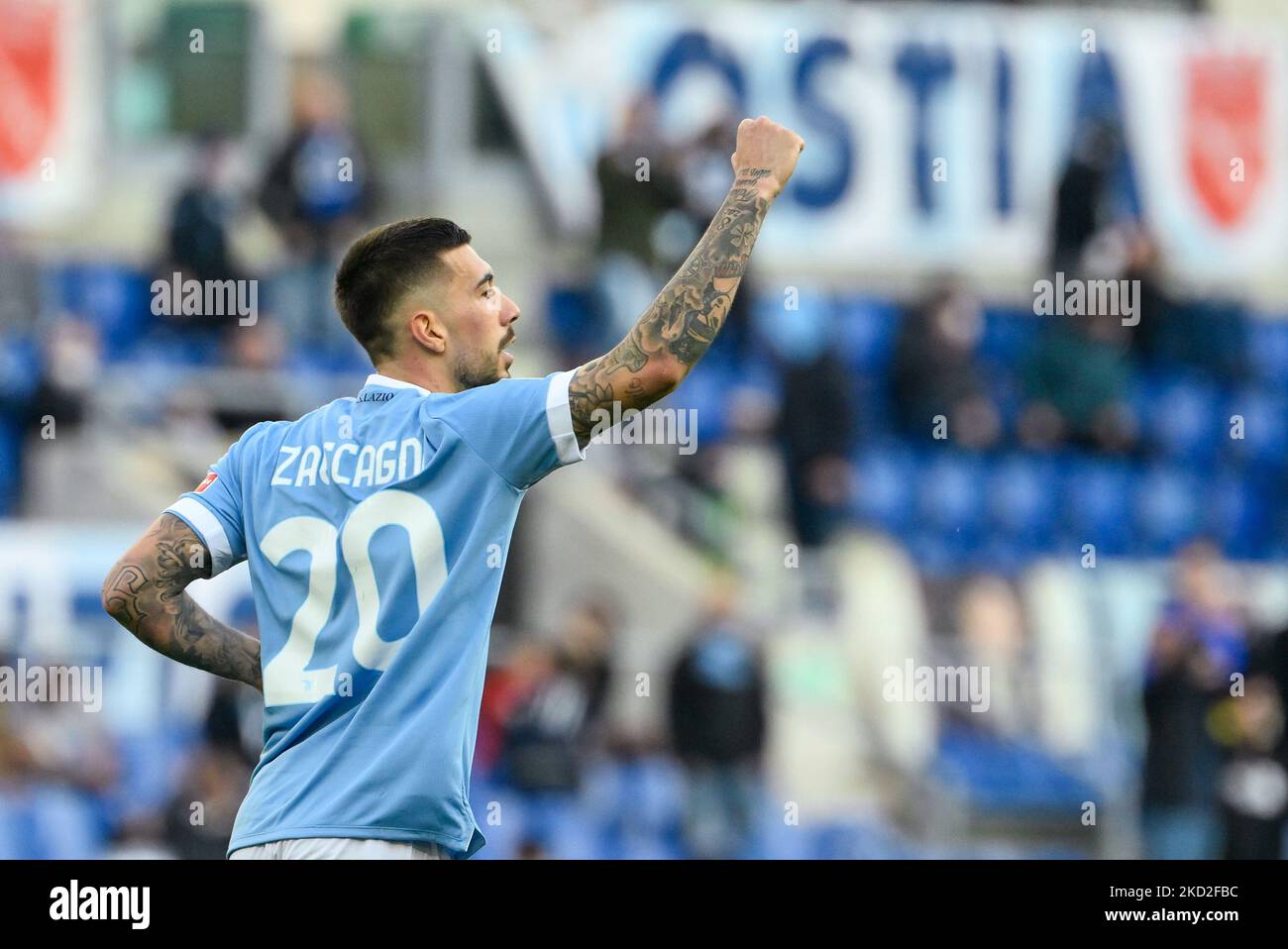 Mattia Zaccagni (SS Lazio) lors de la Ligue italienne de football, Un match de 2021/2022 entre SS Lazio et le FC de Bologne au stade Olimpic de Rome, le 12 février 2022. (Photo de Fabrizio Corradetti/LiveMedia/NurPhoto) Banque D'Images