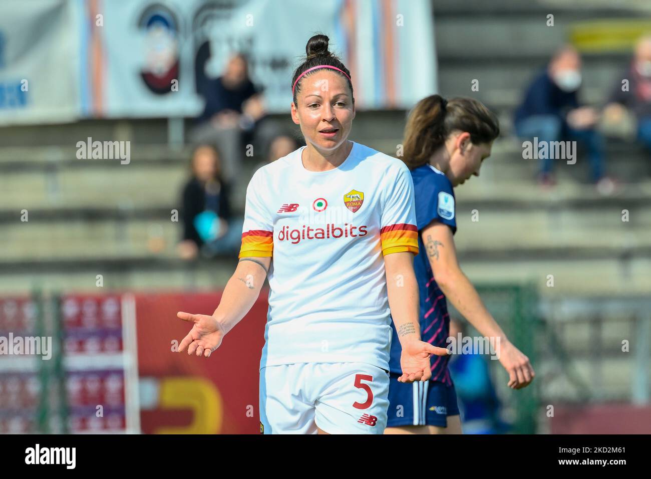 Vanessa Bernauer (EN TANT que Roma Women) lors de la finale du quart de football italien - coupe italienne des femmes 2021/2022 match entre AS Roma Women contre FC Como Women au stade Tre Fontane le 13 février 2022. (Photo de Fabrizio Corradetti/LiveMedia/NurPhoto) Banque D'Images