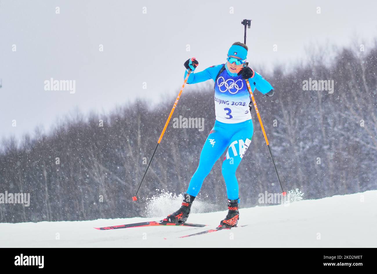 Dorothea Wierer d'Italie au biathlon aux Jeux Olympiques d'hiver de 2022 à Beijing au parc de neige de Zhangjiakou Genting à 12 février 2022 à Zhangjiakou, en Chine. (Photo par Ulrik Pedersen/NurPhoto) Banque D'Images