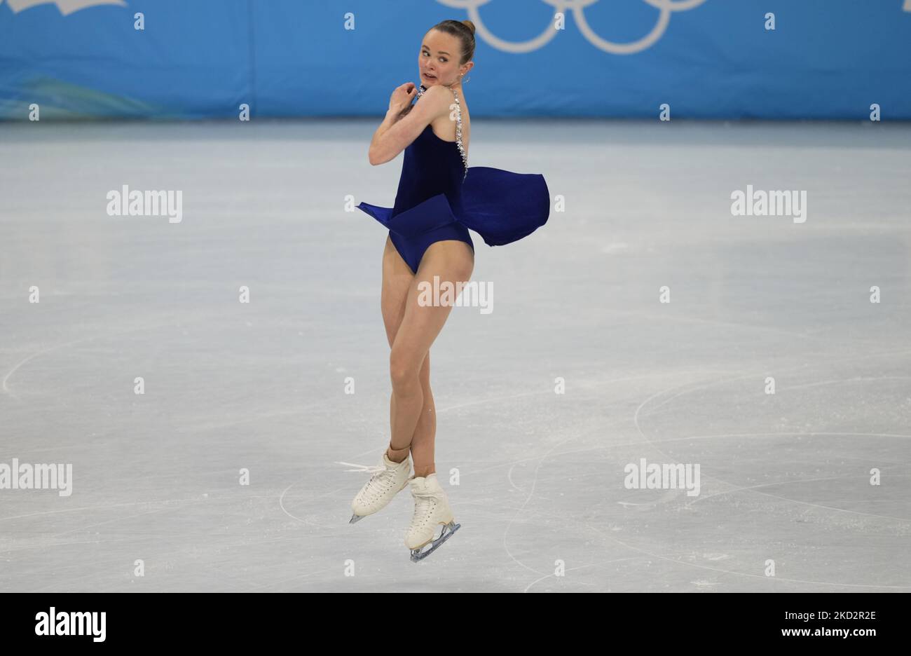 Mariah Bell des États-Unis au patinage artistique, Jeux Olympiques d'hiver de 2022 à Beijing, Stade intérieur de la capitale sur 15 février 2022 à Zhangjiakou, Chine. (Photo par Ulrik Pedersen/NurPhoto) Banque D'Images