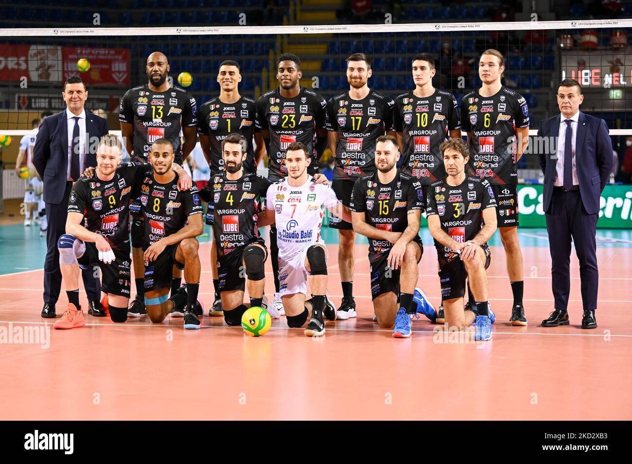 CUCINE Lube Civitanova pendant le match de volley de la Ligue des champions du CEV Cucine Lube Civitanova vs ZAKSA Kedzierzyn Kozle sur 16 février 2022 au Forum Eurosuole à Civitanova Marche, Italie (photo de Roberto Bartomeoli/LiveMedia/NurPhoto) Banque D'Images