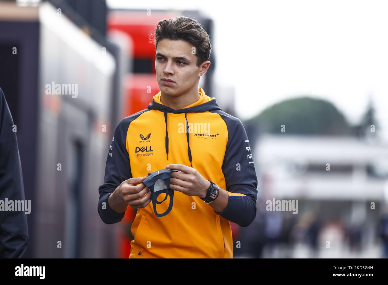 Lando Norris, équipe McLaren F1, portrait lors des épreuves d'hiver de Formule 1 au circuit de Barcelone - Catalunya sur 25 février 2022 à Barcelone, Espagne. (Photo par Xavier Bonilla/NurPhoto) Banque D'Images