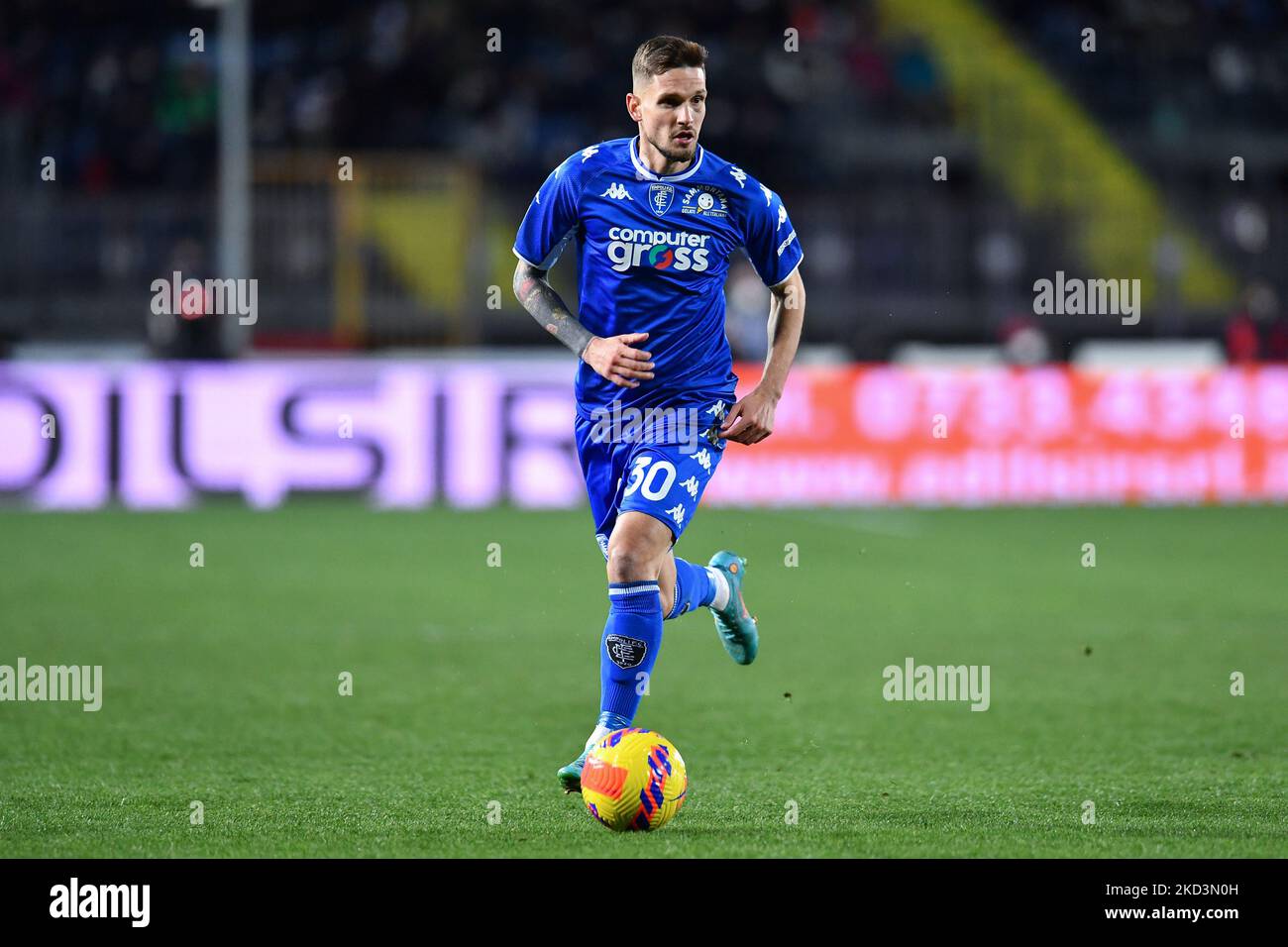 Petar Stojanovic (Empoli FC) pendant le football italien série A match Empoli FC vs Juventus FC sur 26 février 2022 au stade Carlo Castellani à Empoli, Italie (photo de Lisa Guglielmi/LiveMedia/NurPhoto) Banque D'Images