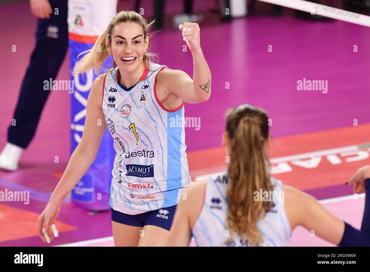 Bonheur de Veronica Angeloni (Savino Del Bene Scandicci) pendant le Volleyball Italien série A1 femmes Match Savino Del Bene Scandicci vs Bartoccini Fortinfissi Pérouse sur 27 février 2022 au PalaRialdoli à Scandicci (FI), Italie (photo de Lisa Guglielmi/LiveMedia/NurPhoto) Banque D'Images