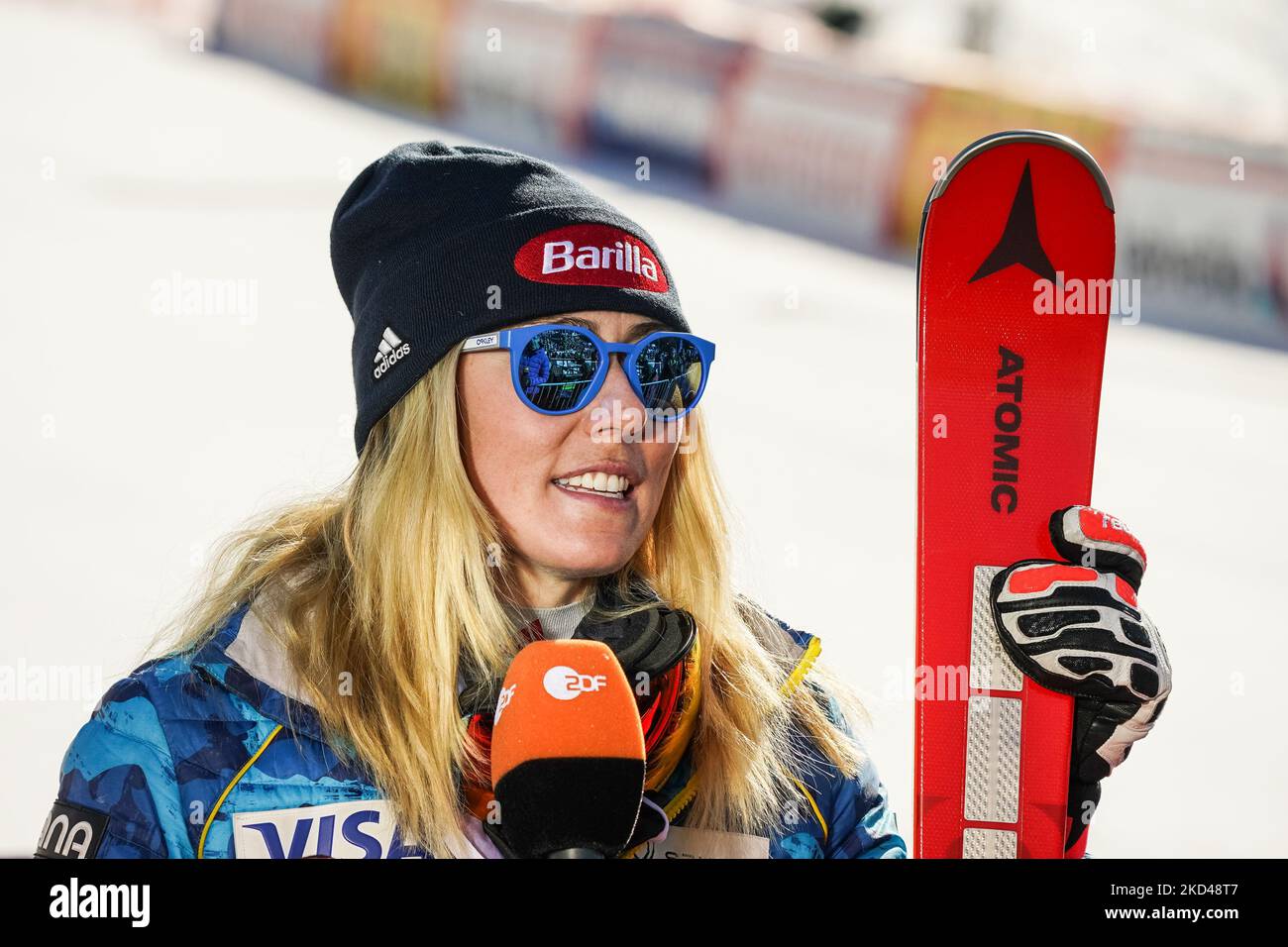 Coupe du monde de ski FIS : femmes Lenzerheide Super G, Mikaela Shiffrin (États-Unis), on 05 mars 2022. (Photo de Jari Pestelacci/JustPictures/LiveMedia/NurPhoto) PAS D'UTILISATION SUISSE. Banque D'Images
