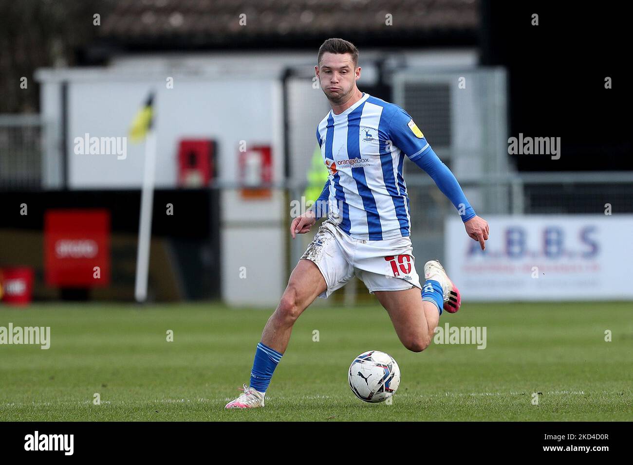 Luke Molyneux de Hartlepool s'est Uni pendant le match de la Sky Bet League 2 entre Harrogate Town et Hartlepool s'est Uni à Wetherby Road, Harrogate le samedi 5th mars 2022. (Photo de Mark Fletcher/MI News/NurPhoto) Banque D'Images