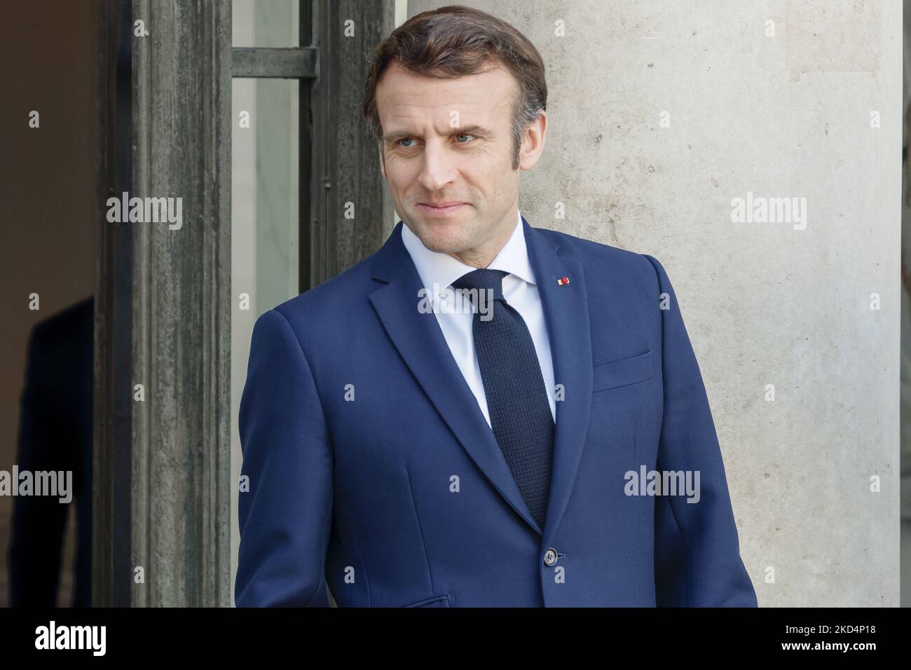 Le président français Emmanuel Macron accueille le Premier ministre du Royaume des pays-Bas, Mark Rutte, avant un déjeuner de travail à l'Elysée Palais présidentiel à Paris, sur 09 mars 2022. (Photo de Daniel Pier/NurPhoto) Banque D'Images