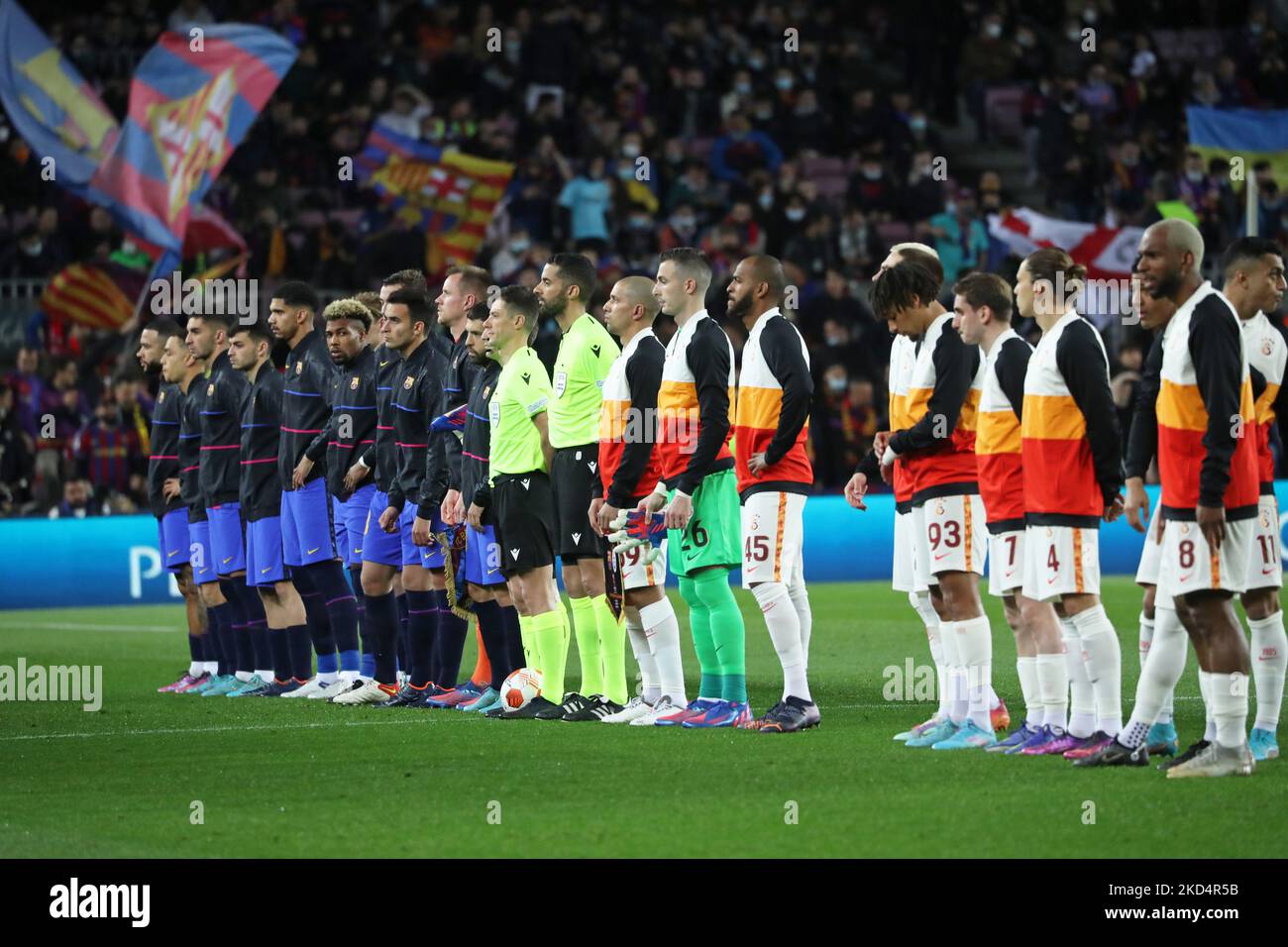 Match entre le FC Barcelone et Galatasaray SK, correspondant à la première partie du tour de 16 de l'UEFA Europa League, joué au Camp Nou Stadium, à Barcelone, le 10th mars 2022. (Photo de Joan Valls/Urbanandsport /NurPhoto) Banque D'Images