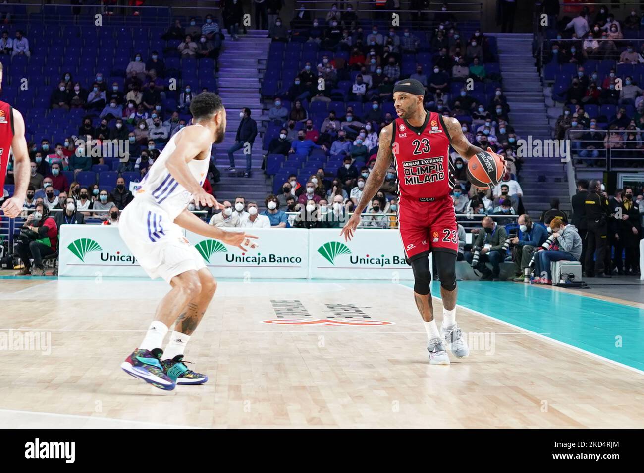 Malcolm Delaney (AX Armani Exchange Milan) pendant le championnat d'Euroligue de basket Real Madrid Baloncesto vs Un X Armani Exchange Milano sur 10 mars 2022 au Palacio de Deportes à Madrid, Espagne (photo de Simone Lucarelli/LiveMedia/NurPhoto) Banque D'Images