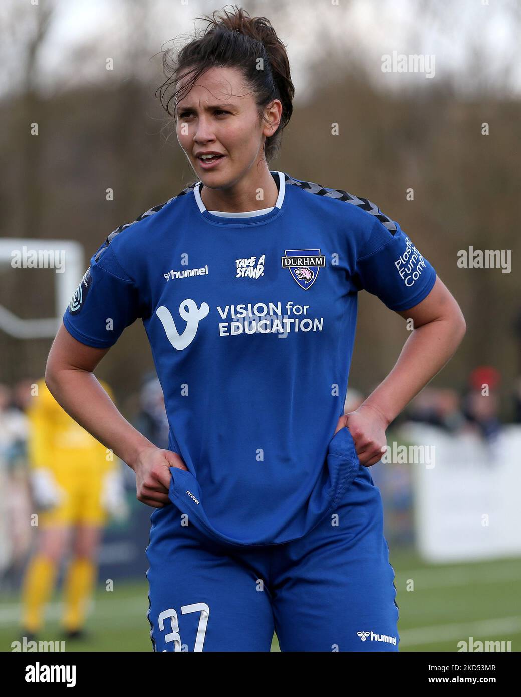 Liz Ejupi de Durham Women lors du match de championnat féminin FA entre Durham Women FC et Coventry se sont Unis au château de Maiden, à Durham City, le dimanche 13th mars 2022. (Photo de Mark Fletcher/MI News/NurPhoto) Banque D'Images