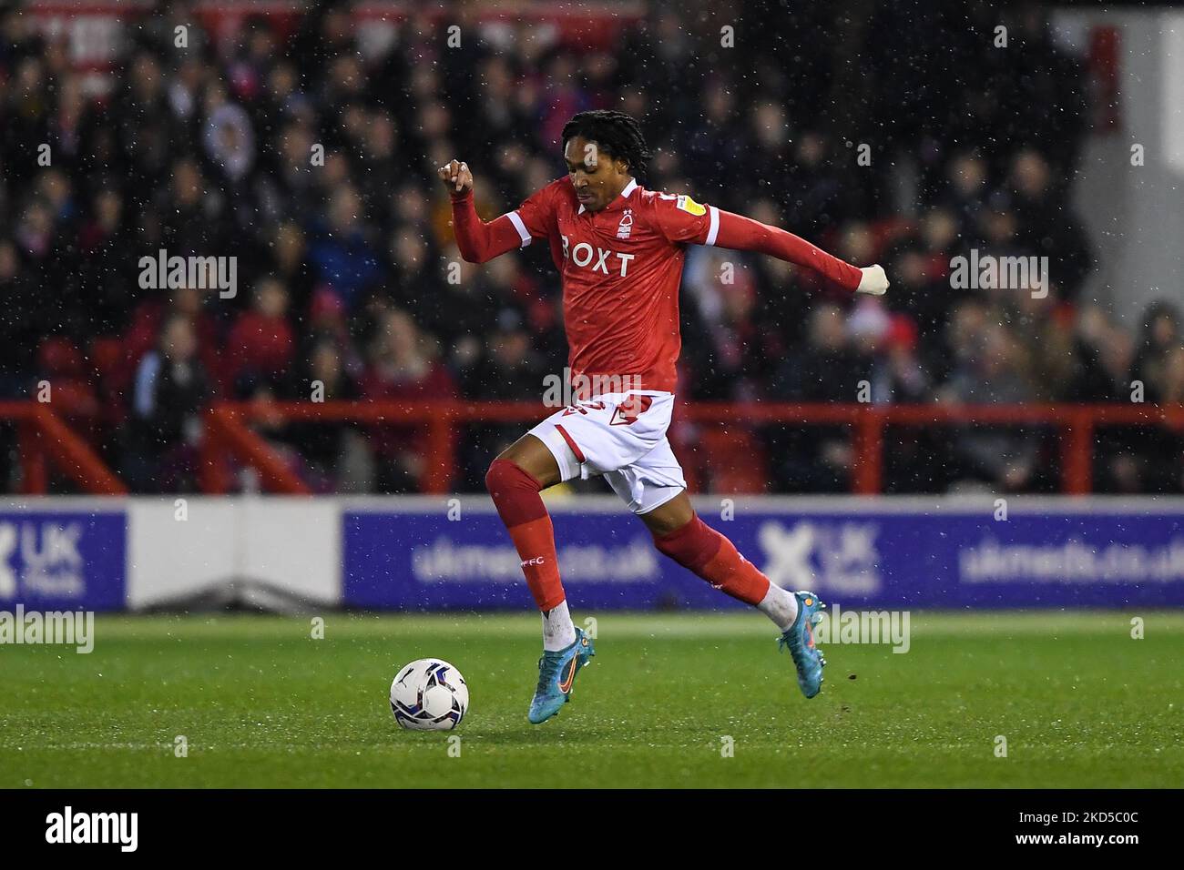 Djed Spence de la forêt de Nottingham lors du match de championnat Sky Bet entre Nottingham Forest et Queens Park Rangers au City Ground, Nottingham, le mercredi 16th mars 2022. (Photo de Jon Hobley/MI News/NurPhoto) Banque D'Images