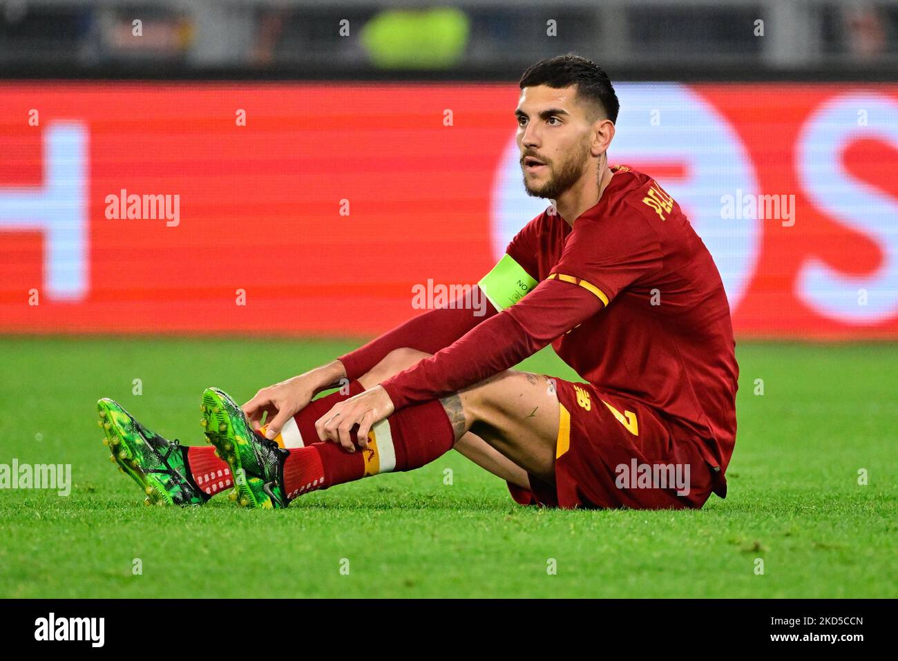 Lorenzo Pellegrini (EN TANT que ROM) lors du match de football de l'UEFA Europa Conference League entre AS Roma et vitesse au stade olympique de Rome sur 17 mars 2022. (Photo de Fabrizio Corradetti/LiveMedia/NurPhoto) Banque D'Images