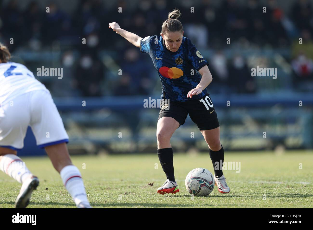 Tatiana Bonetti (FC Internazionale) tire le ballon pendant le match de football italien série A Women Match Inter - FC Internazionale vs UC Sampdoria on 20 mars 2022 au Suning Center de Milan, Italie (photo de Francesco Scaccianoce/LiveMedia/NurPhoto) Banque D'Images