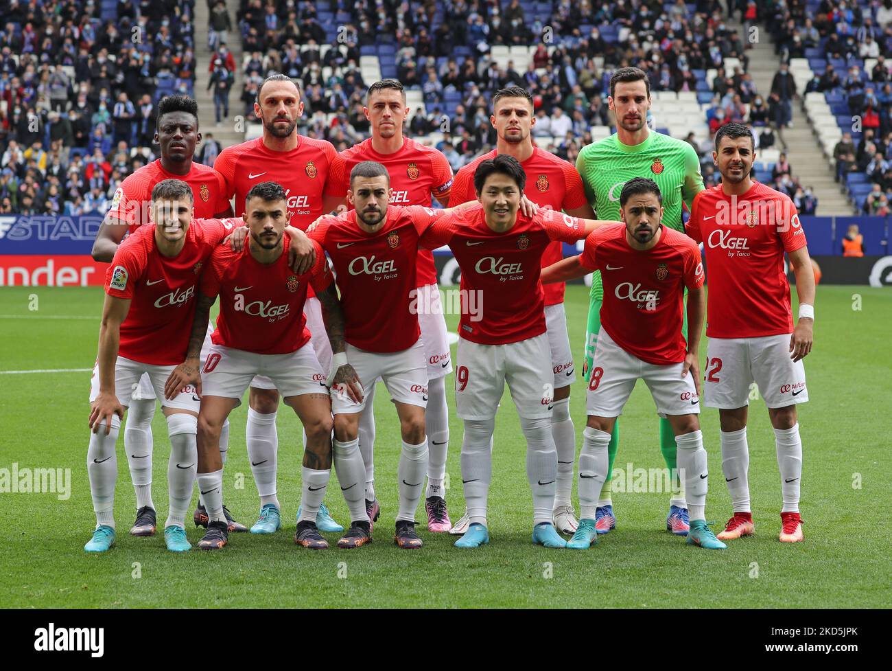 L'équipe de Majorque, lors du match entre le RCD Espanyol et le RCD Mallorca, correspondant à la semaine 29 de la Liga Santander, a joué au stade RCDE, à Barcelone, le 20th mars 2022. (Photo de Joan Valls/Urbanandsport /NurPhoto) Banque D'Images