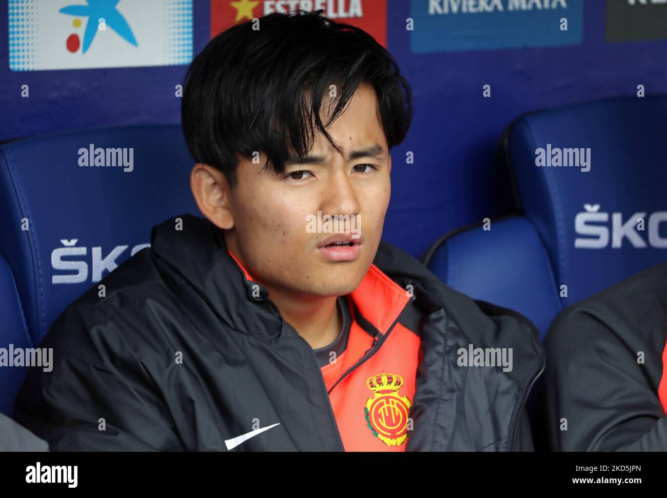 Takefusa Kubo pendant le match entre le RCD Espanyol et le RCD Mallorca, correspondant à la semaine 29 de la Liga Santander, joué au stade RCDE, à Barcelone, le 20th mars 2022. (Photo de Joan Valls/Urbanandsport /NurPhoto) Banque D'Images