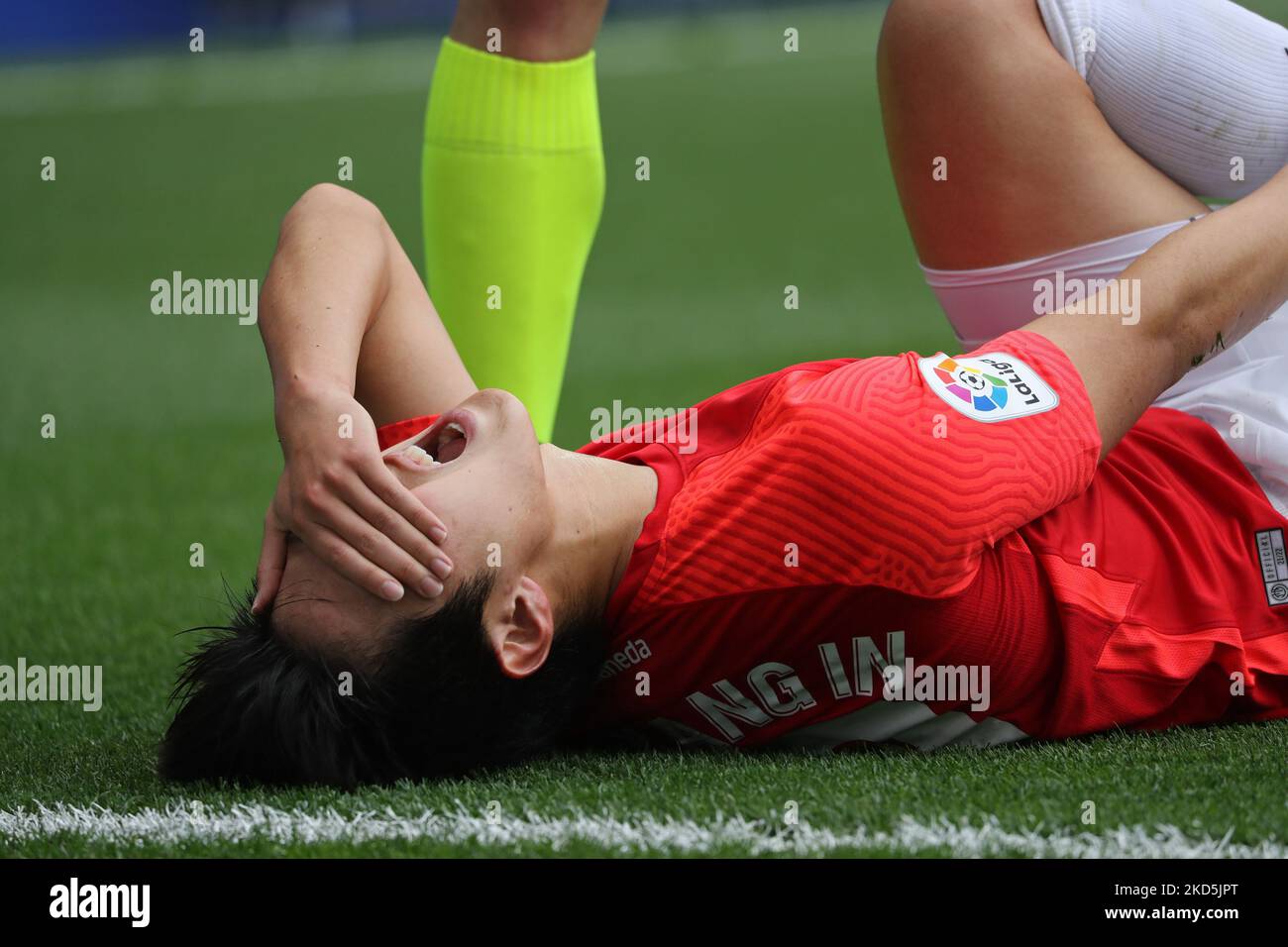 Kang à Lee pendant le match entre le RCD Espanyol et le RCD Mallorca, correspondant à la semaine 29 de la Liga Santander, joué au stade RCDE, à Barcelone, le 20th mars 2022. (Photo de Joan Valls/Urbanandsport /NurPhoto) Banque D'Images