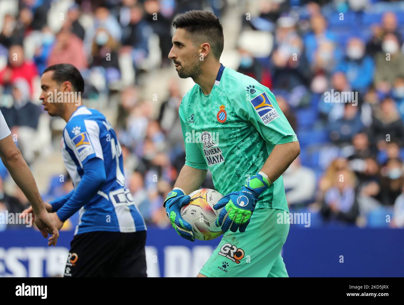 Oier Olazabal lors du match entre le RCD Espanyol et le RCD Mallorca, correspondant à la semaine 29 de la Liga Santander, joué au stade RCDE, à Barcelone, le 20th mars 2022. (Photo de Joan Valls/Urbanandsport /NurPhoto) Banque D'Images
