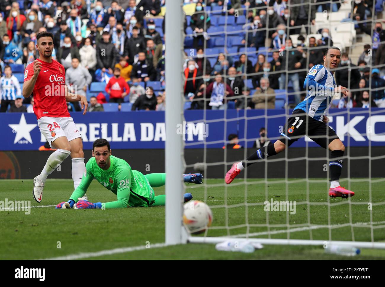 Raul de Tomas a joué pendant le match entre le RCD Espanyol et le RCD Mallorca, correspondant à la semaine 29 de la Liga Santander, joué au stade RCDE, à Barcelone, le 20th mars 2022. (Photo de Joan Valls/Urbanandsport /NurPhoto) Banque D'Images