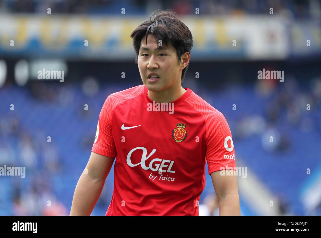 Kang à Lee pendant le match entre le RCD Espanyol et le RCD Mallorca, correspondant à la semaine 29 de la Liga Santander, joué au stade RCDE, à Barcelone, le 20th mars 2022. (Photo de Joan Valls/Urbanandsport /NurPhoto) Banque D'Images