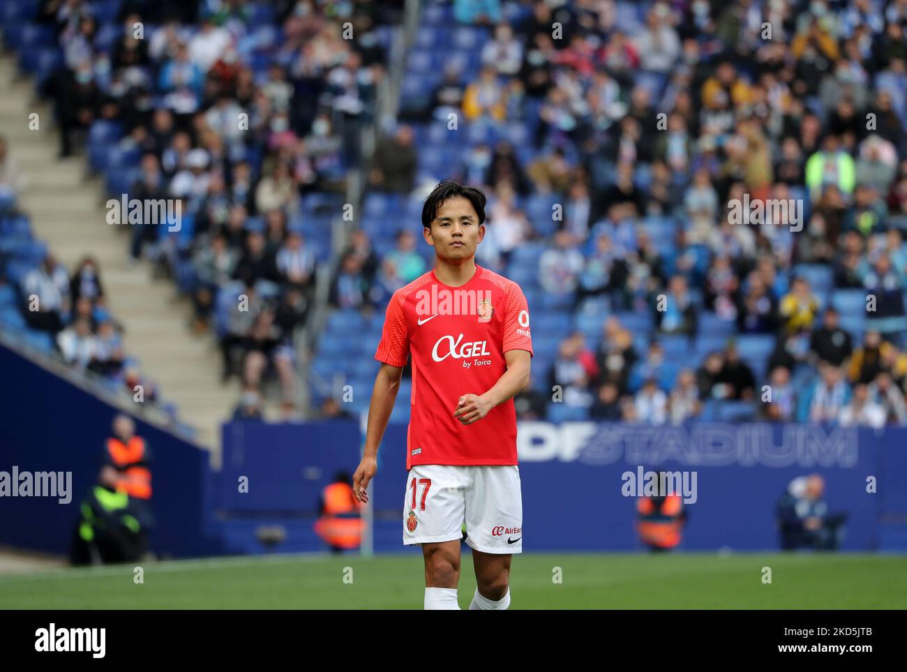 Takefusa Kubo pendant le match entre le RCD Espanyol et le RCD Mallorca, correspondant à la semaine 29 de la Liga Santander, joué au stade RCDE, à Barcelone, le 20th mars 2022. (Photo de Joan Valls/Urbanandsport /NurPhoto) Banque D'Images