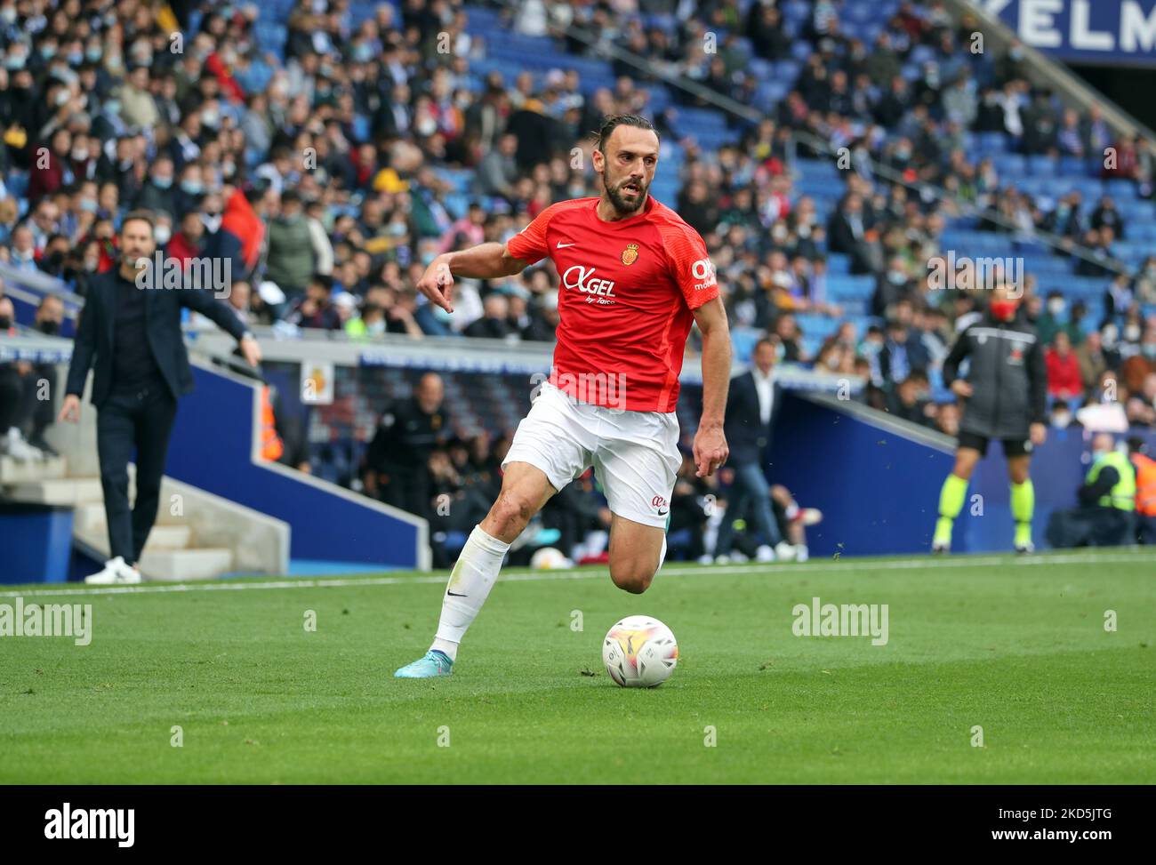 Vedat Muriqi lors du match entre le RCD Espanyol et le RCD Mallorca, correspondant à la semaine 29 de la Liga Santander, joué au stade RCDE, à Barcelone, le 20th mars 2022. (Photo de Joan Valls/Urbanandsport /NurPhoto) Banque D'Images