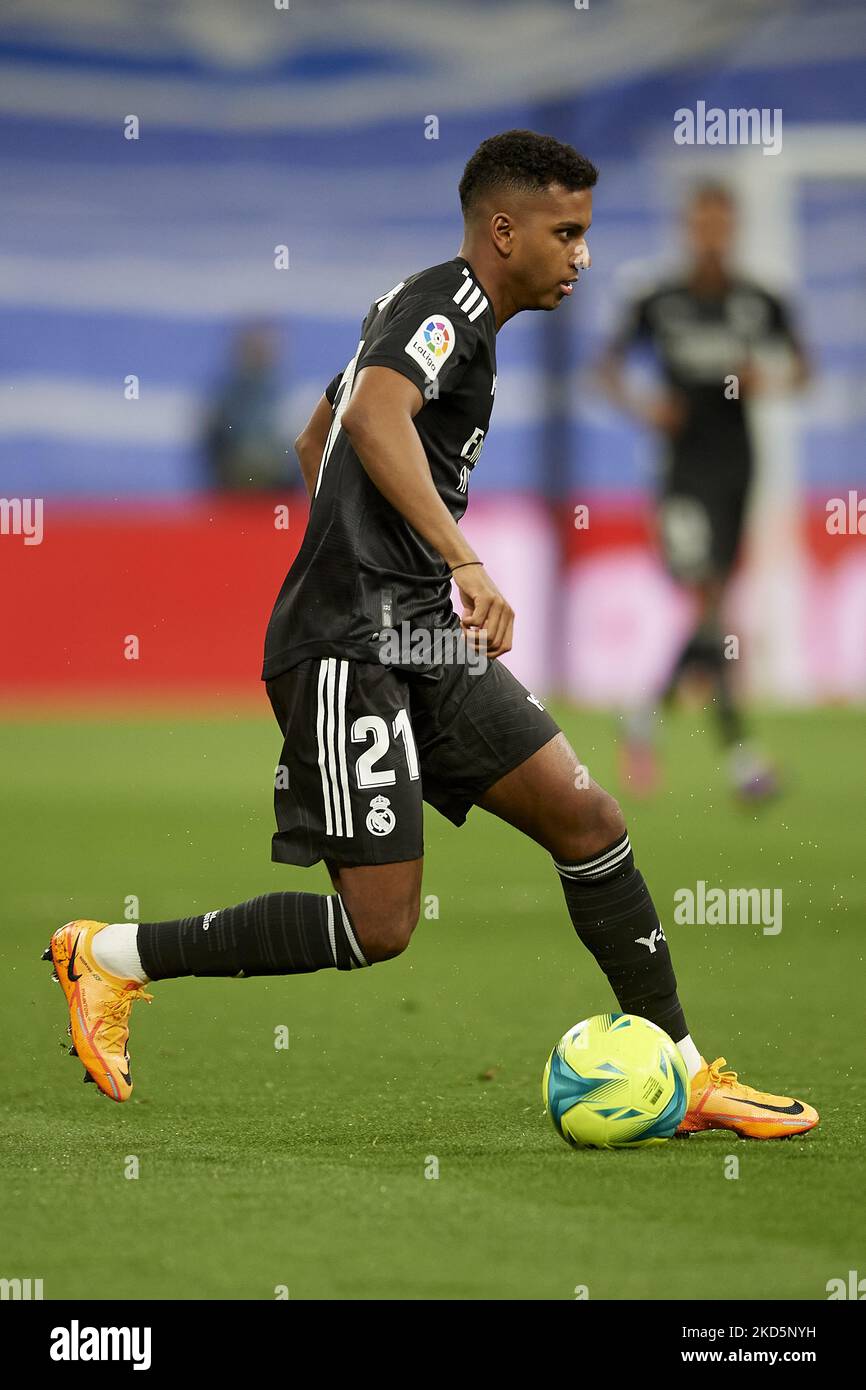 Rodrygo part du Real Madrid pendant le match de la Liga Santander entre le Real Madrid CF et le FC Barcelone à l'Estadio Santiago Bernabeu sur 20 mars 2022 à Madrid, Espagne. (Photo de Jose Breton/Pics action/NurPhoto) Banque D'Images