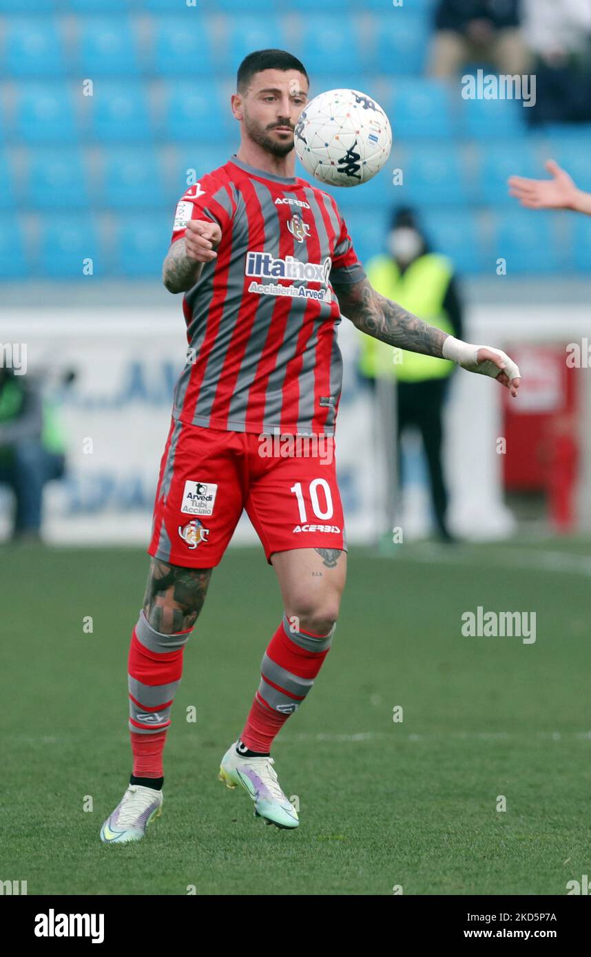 Cristian Buonaiuto (états-unis Cremonese) pendant la Ligue italienne de championnat de football BKT 2021/2022 SPAL vs. États-Unis Cremonese au stade Paolo Mazza, Ferrara, Italie, 19 mars 2022 (photo de Corrispondente Bologna/LiveMedia/NurPhoto) Banque D'Images