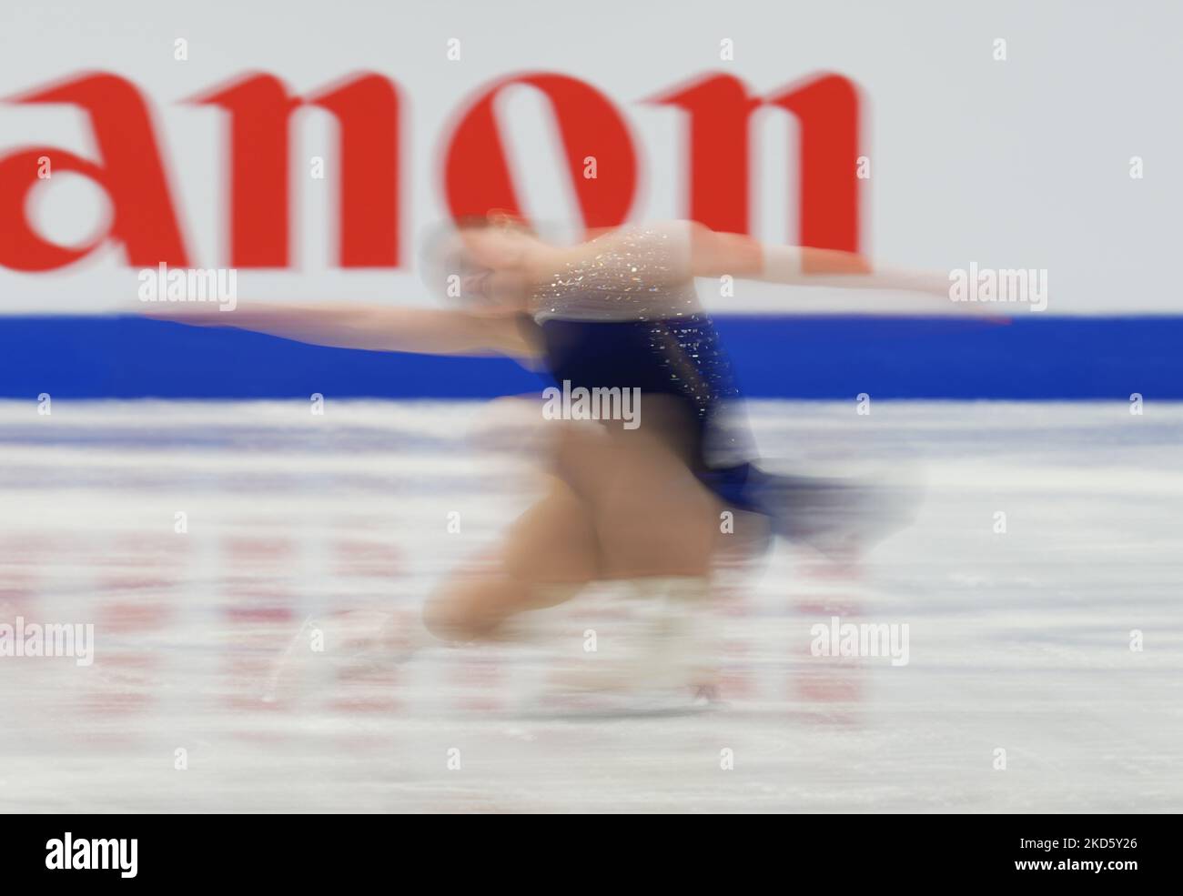 Mariah Bell des États-Unis d'Amérique pendant le programme de courte durée des femmes, au Sud de France Arena, Montpellier, France sur 23 mars 2022. (Photo par Ulrik Pedersen/NurPhoto) Banque D'Images