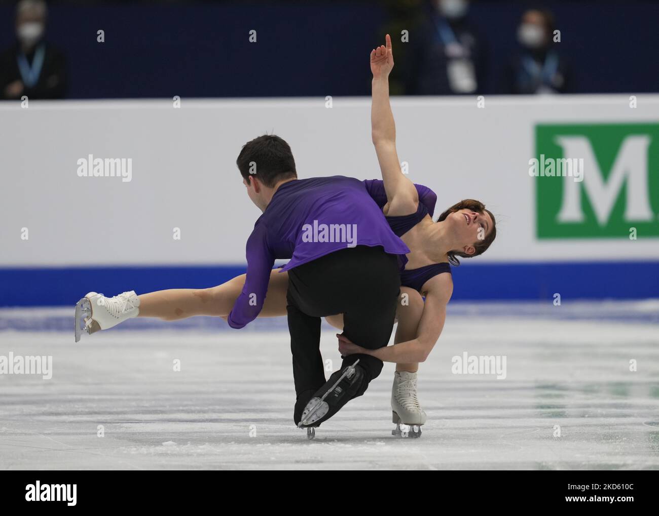 Miriam Ziegler et Severin Kiefer d'Autriche pendant le patinage gratuit par paires, à l'arène Sud de France, Montpellier, France sur 24 mars 2022. (Photo par Ulrik Pedersen/NurPhoto) Banque D'Images