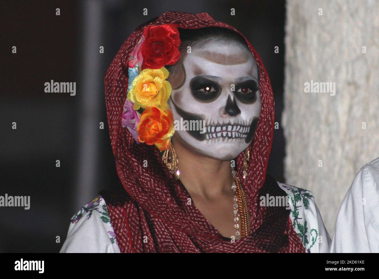 MERIDA, MEXIQUE - 26 OCTOBRE 2016 Paseo de las Ánimas, passage des âmes - jour des morts, hommes et femmes à maquillage Banque D'Images