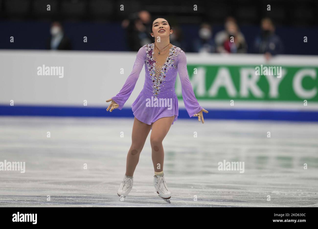 Karen Chen des Etats-Unis d'Amérique pendant la finale de Womens, à l'Arena Sud de France, Montpellier, France sur 25 mars 2022. (Photo par Ulrik Pedersen/NurPhoto) Banque D'Images