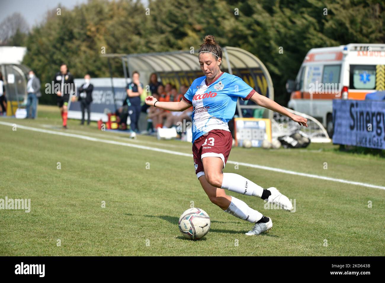 Giorgia Tudisco (Pomigliano) pendant le football italien série A Women Match Hellas Verona Women contre Calcio Pomigliano sur 26 mars 2022 au stade de Sinergy à Vérone, Italie (photo de Giancarlo Dalla Riva/LiveMedia/NurPhoto) Banque D'Images