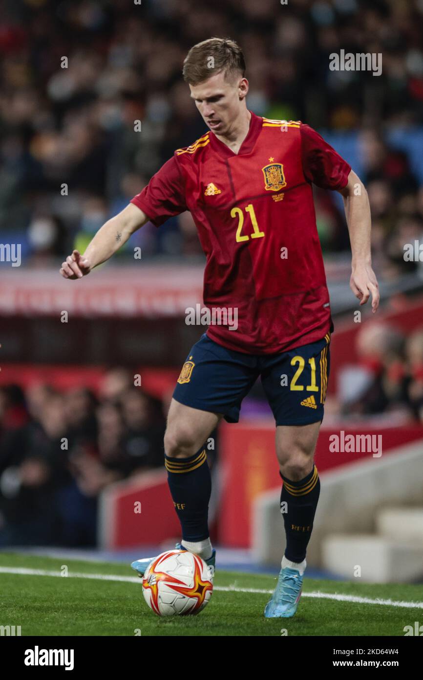 21 Dani Olmo d'Espagne pendant le match international amical entre l'Espagne et l'Albanie au stade du RCD sur 26 mars 2022 à Barcelone, Espagne. (Photo par Xavier Bonilla/NurPhoto) Banque D'Images