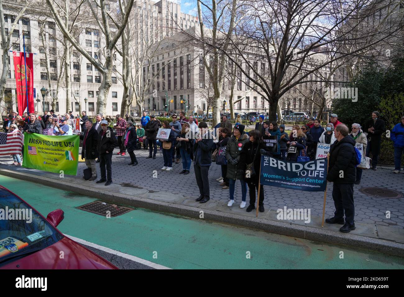 Une coalition de groupes religieux a organisé un rassemblement anti-avortement à Foley Square, New York, Etats-Unis, sur 25 mars 2022 (photo de John Nacion/NurPhoto) Banque D'Images