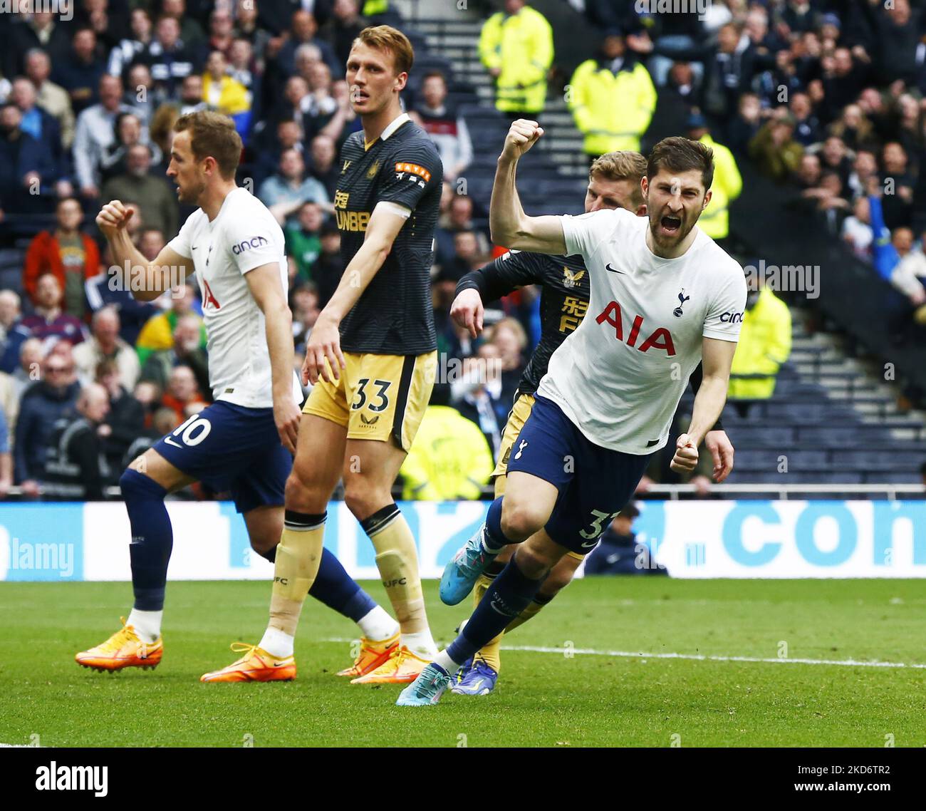 Ben Davies, de Tottenham Hotspur, célèbre sa première ligue entre Tottenham Hotspur et Newcastle United au stade Tottenham Hotspur, Londres, Angleterre, le 03rd avril 2022 (photo d'action Foto Sport/NurPhoto) Banque D'Images