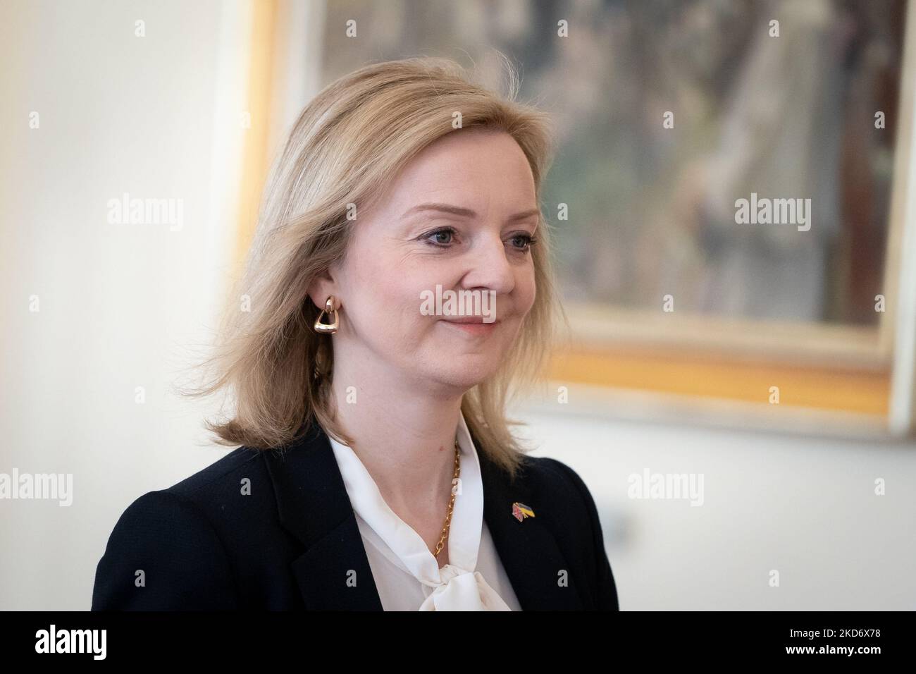 Le ministre britannique des Affaires étrangères Liz Truss rencontre le Premier ministre polonais à la Chancellerie de Varsovie, Pologne, on 5 avril 2022 (photo de Mateusz Wlodarczyk/NurPhoto) Banque D'Images