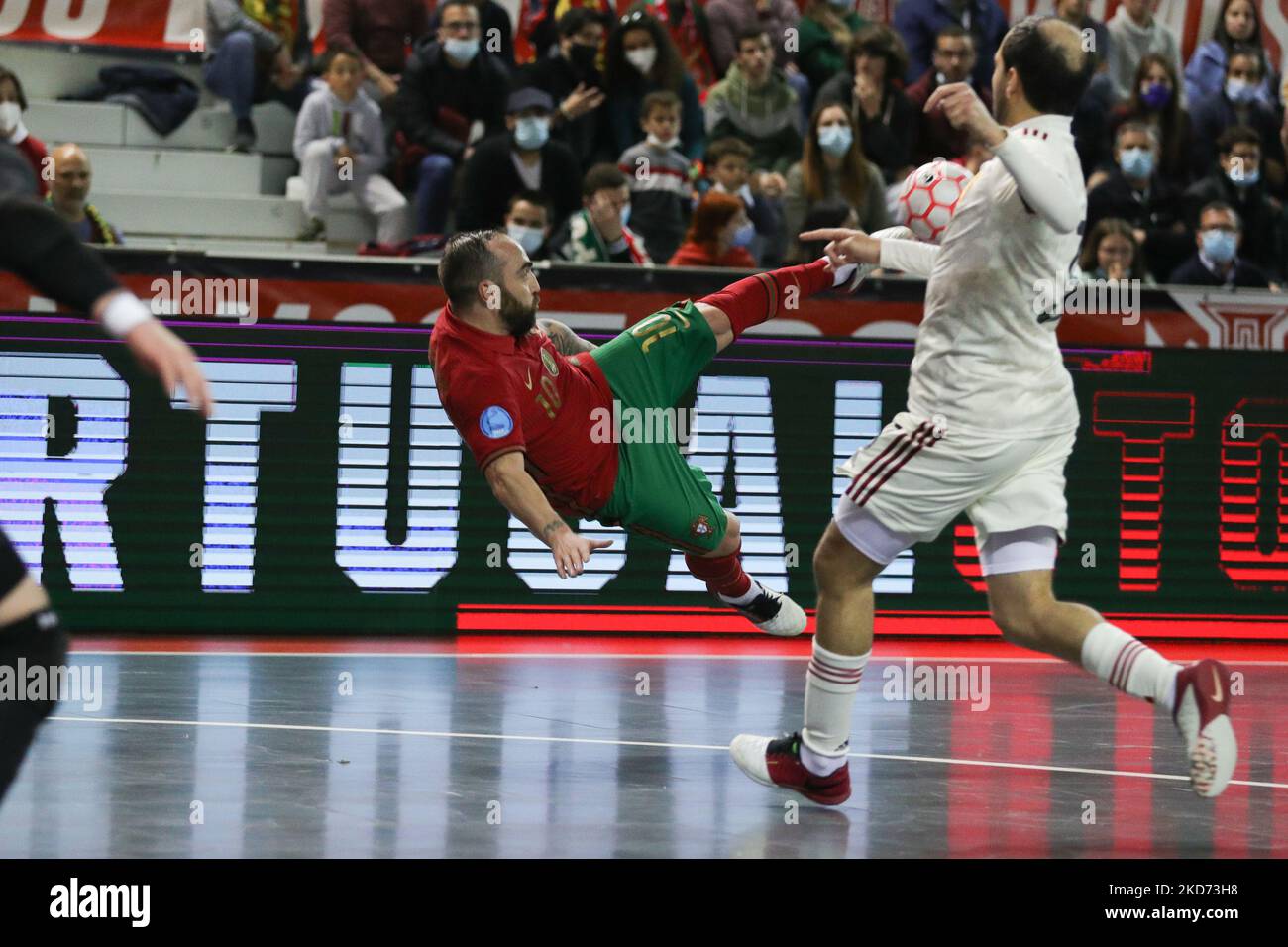 Ricardinho du Portugal en action pendant la préparation de l'UEFA équipes Futsal 2022 rencontre entre le Portugal et la Belgique au Multiusos de Gondomar sur 7 avril 2022 à Gondomar, Portugal. (Photo de Paulo Oliveira / NurPhoto) Banque D'Images