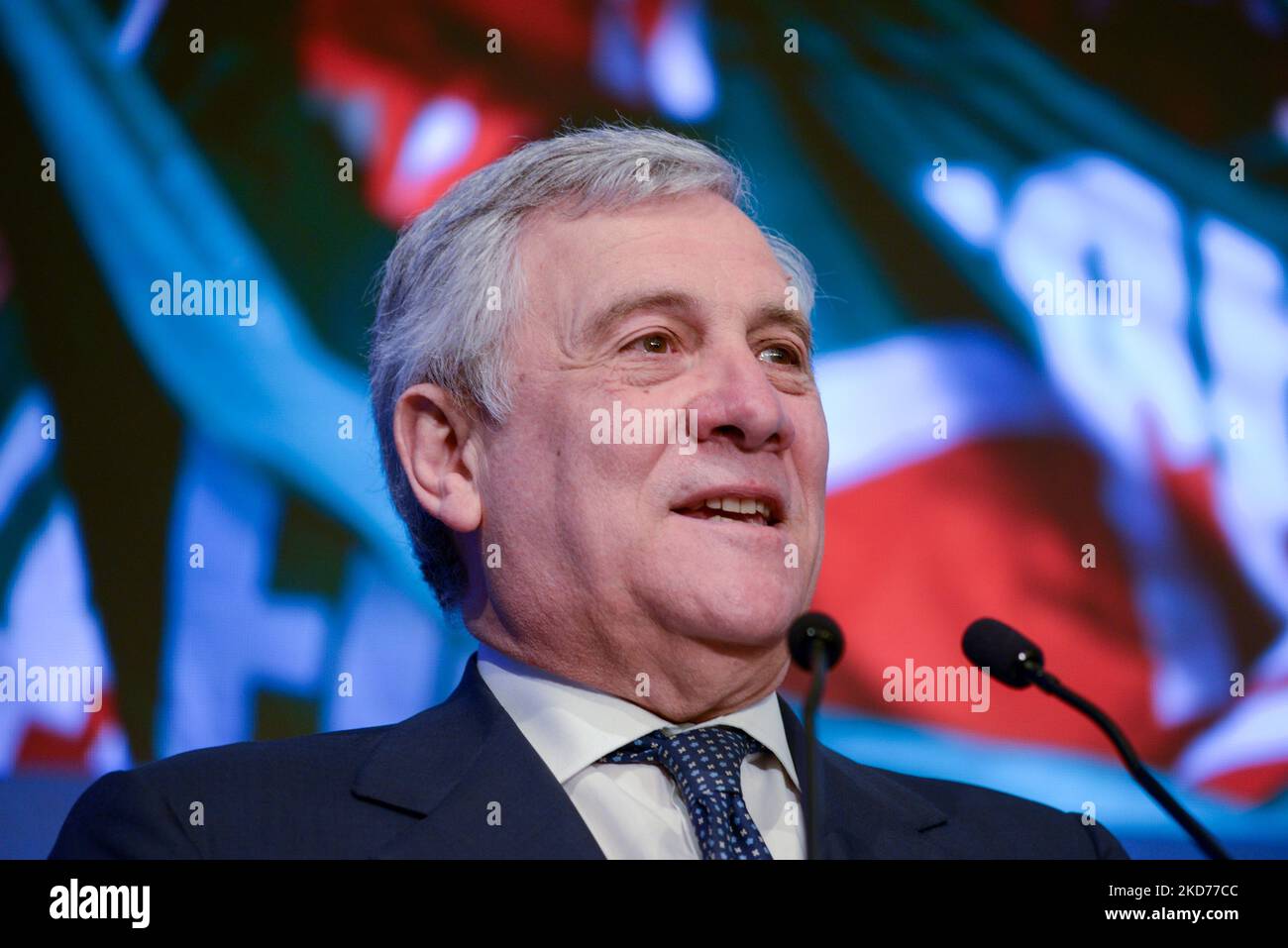 Antonio Tajani, Forza Italia pendant le deuxième jour de «œLâ€™Italia del futuroâ€", événement organisé par le parti politique Forza Italia. L'événement se termine avec l'intervention de Silvio Berlusconi, chef de Forza Italia. On 09 avril 2022 à l'Hôtel Parco dei Principi à Rome, Italie (photo de Gloria Imbrogno/LiveMedia/NurPhoto) Banque D'Images