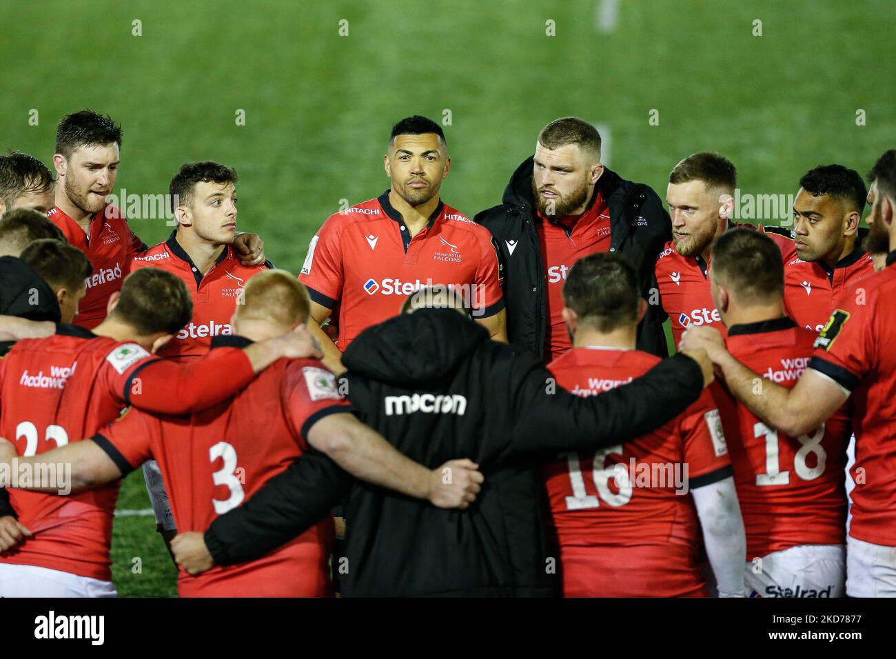 Les joueurs de Falcons bavardes après avoir battu Zebra Parme lors du match DE championnat DE BETFRED entre Newcastle Thunder et Widnes Vikings à Kingston Park, Newcastle, le lundi 4th avril 2022. (Photo de Chris Lishman/MI News/NurPhoto) Banque D'Images