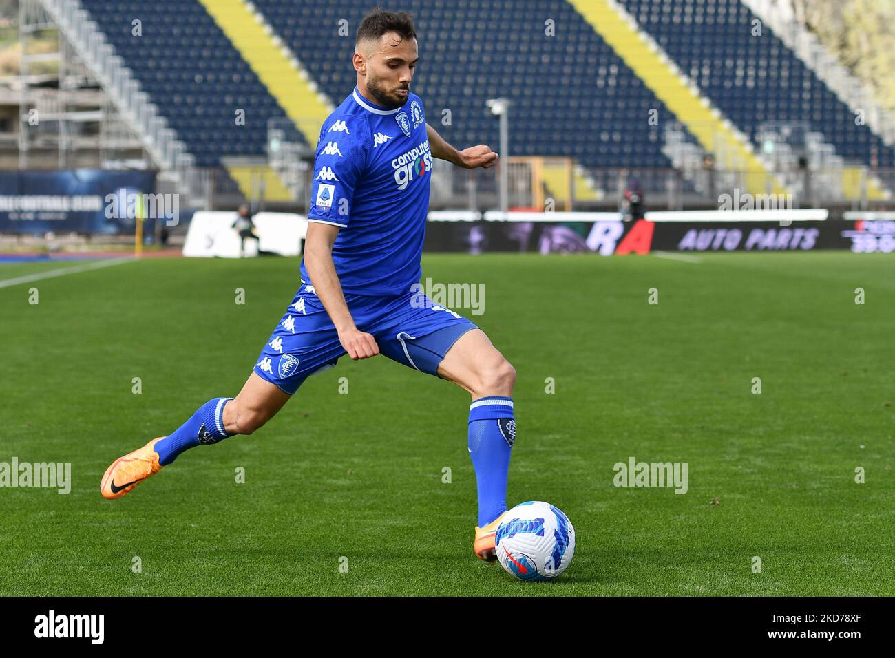 Nedim Bajrami (Empoli FC) pendant le football italien série Un match Empoli FC vs Spezia Calcio sur 09 avril 2022 au stade Carlo Castellani à Empoli, Italie (photo de Lisa Guglielmi/LiveMedia/NurPhoto) Banque D'Images