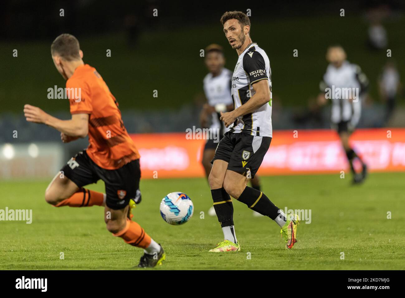 Lors du match Des hommes De La Ligue A entre le MacArthur FC et le roar de Brisbane au stade sportif de Campbelltown, le 15 avril 2022, à Sydney, en Australie. Banque D'Images