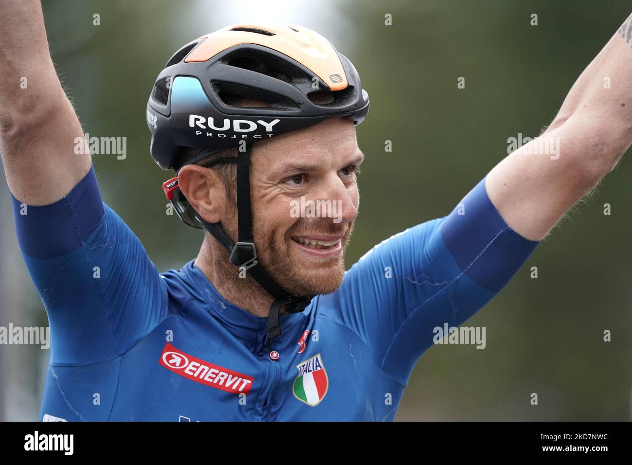 Le vainqueur de la quatrième étape et le Giro di Sicilia Damiano Caruso de l'équipe Nazionale Italiana à la fin de la 'Giro di Sicilia' 2022. 15 avril 2022 Piano Provenzana, ETNA (CT) Italie (photo de Gabriele Maricchiolo/NurPhoto) Banque D'Images