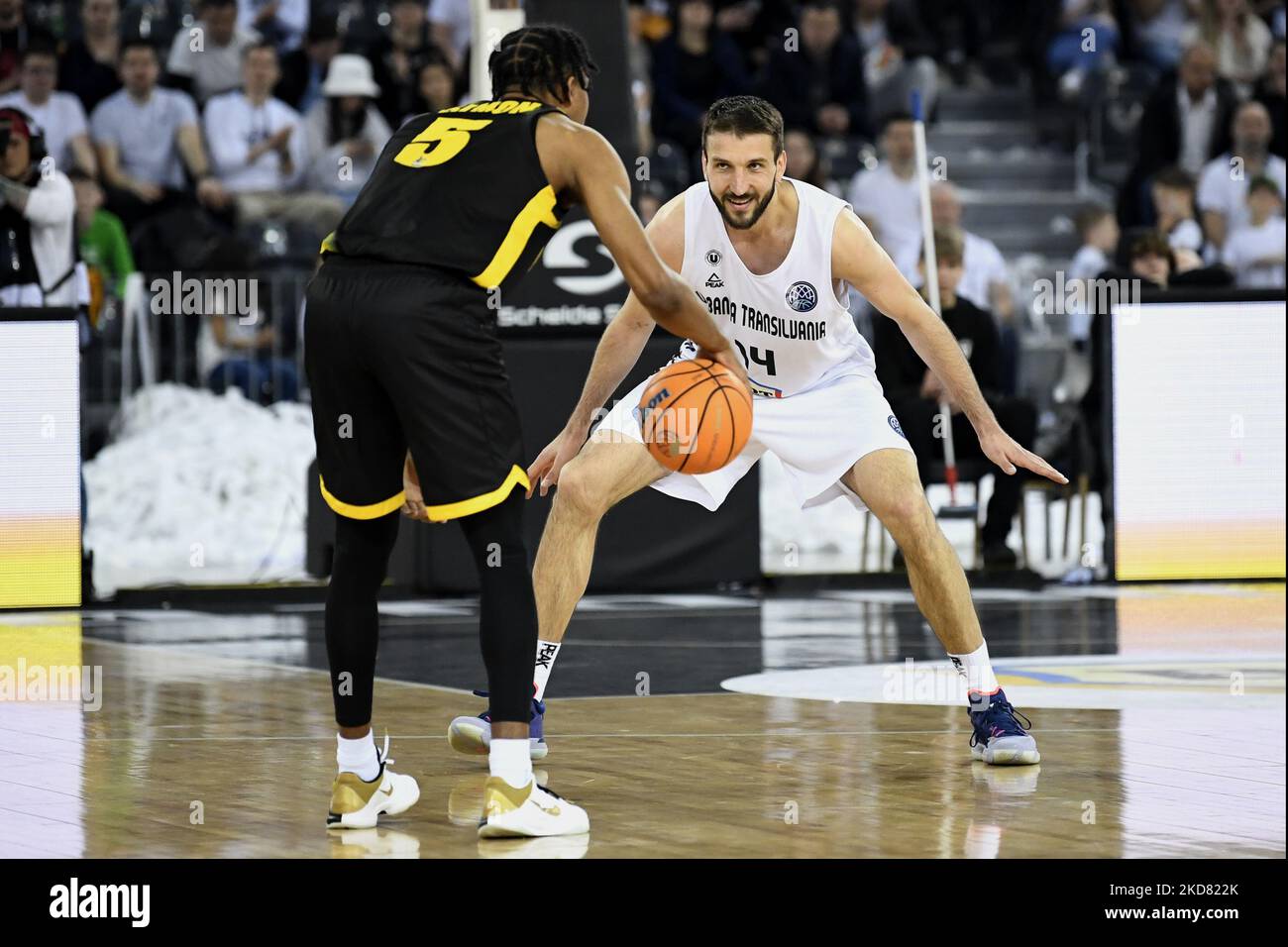 Stefan Bircevic pendant le jeu U-BT Cluj-Napoca / MHP Riesen Ludwigsburg, Basketball Champions League, BT Arena, Cluj-Napoca, Roumanie 19 avril 2022 (photo de Flaviu Buboi/NurPhoto) Banque D'Images