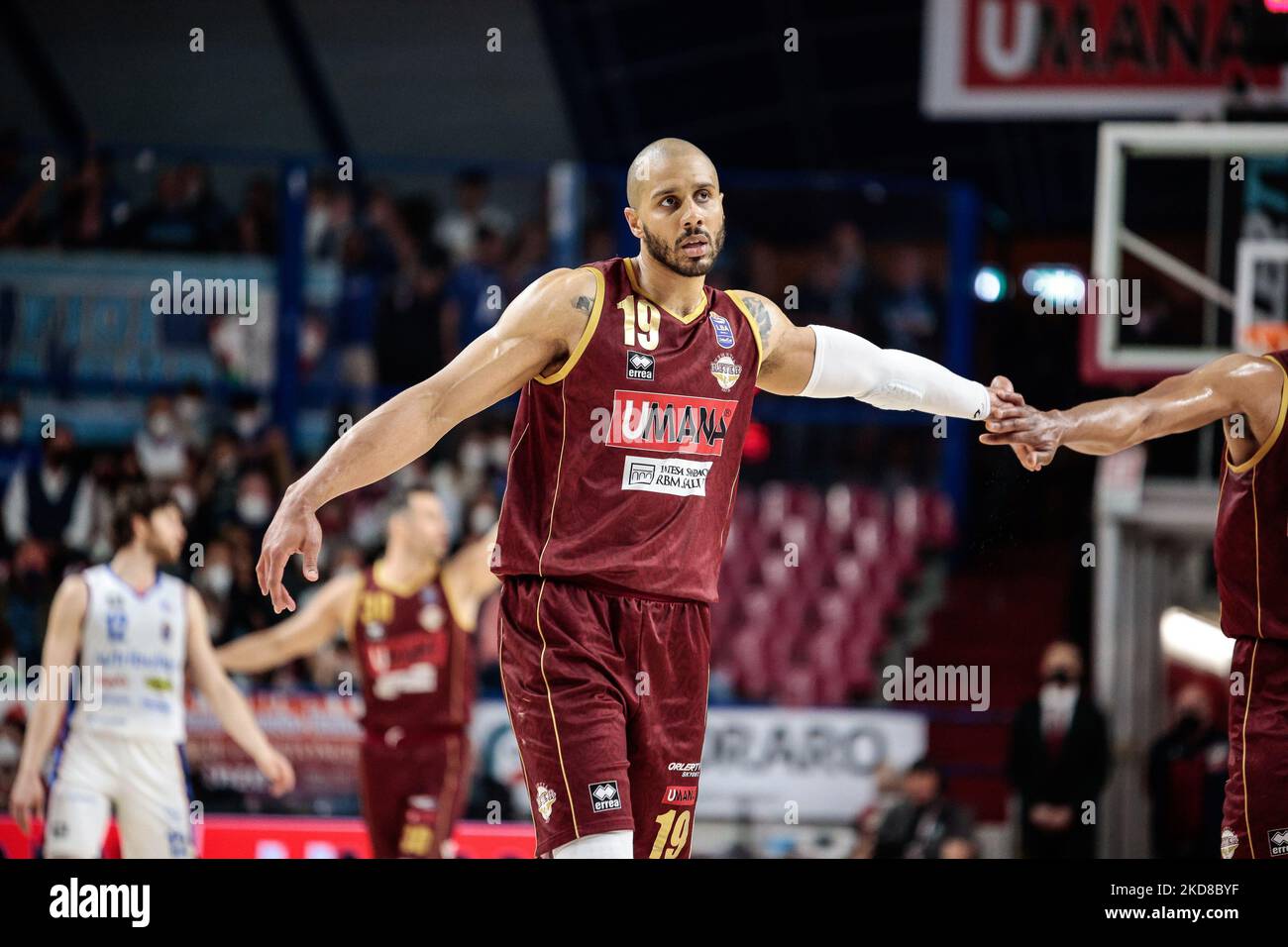 Jordan Morgan (Umana Reyer Venezia) pendant le championnat italien De basket-ball A Serie Umana Reyer Venezia vs Nutribullet Treviso Panier sur 24 avril 2022 au Taliercio à Venise, Italie (photo de Mattia Radoni/LiveMedia/NurPhoto) Banque D'Images