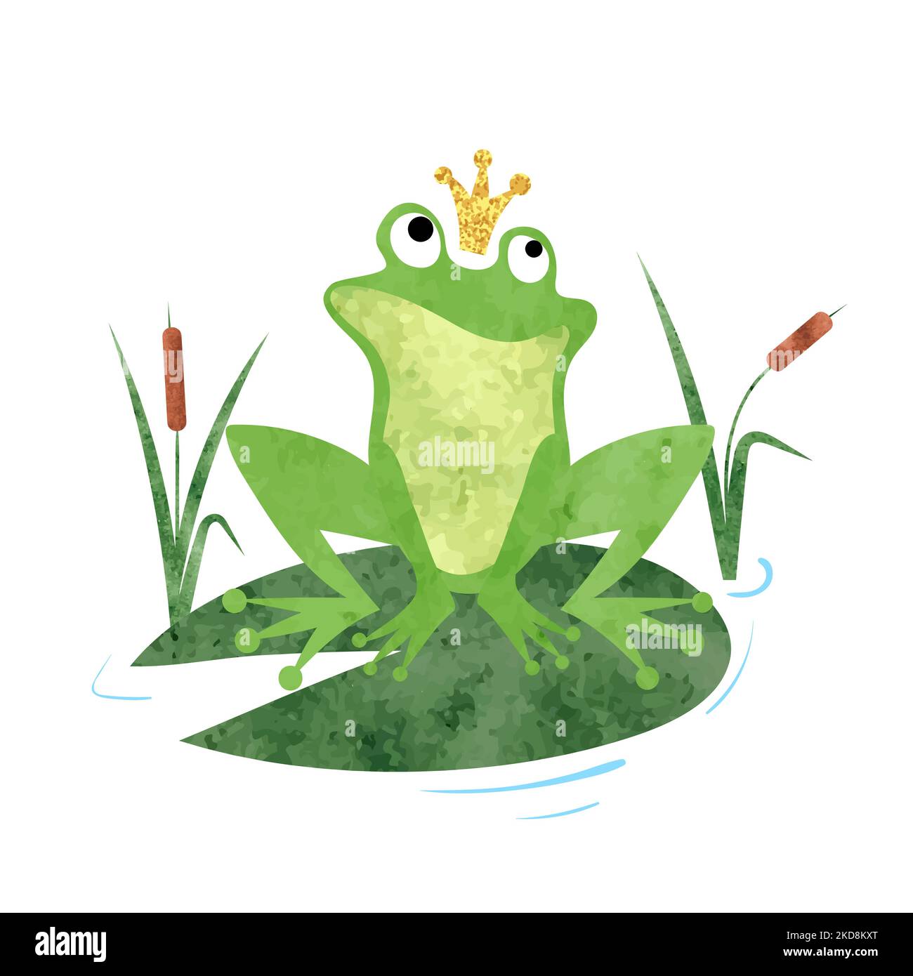 Dessin animé Frog prince vector aquarelle illustration. Illustration de Vecteur