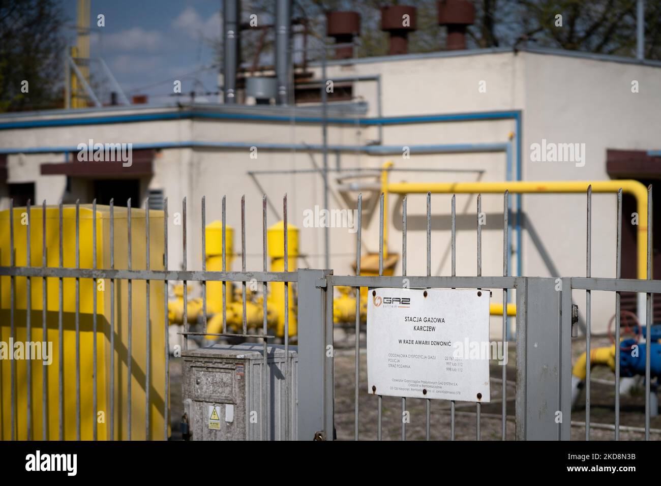 Une installation de gaz est photographiée à une station gaz-System à Karczew, à l'extérieur de Varsovie, en Pologne, sur 28 avril 2022 (photo de Mateusz Wlodarczyk/NurPhoto) Banque D'Images