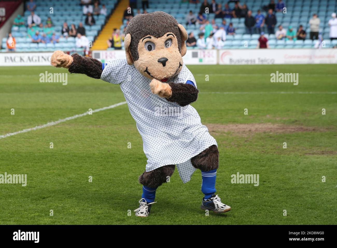 Hartlepool United Mascot H'angus The Monkey lors du match Sky Bet League 2 entre Scunthorpe United et Hartlepool United à Glanford Park, Scunthorpe, le samedi 30th avril 2022. (Photo de Mark Fletcher/MI News/NurPhoto) Banque D'Images