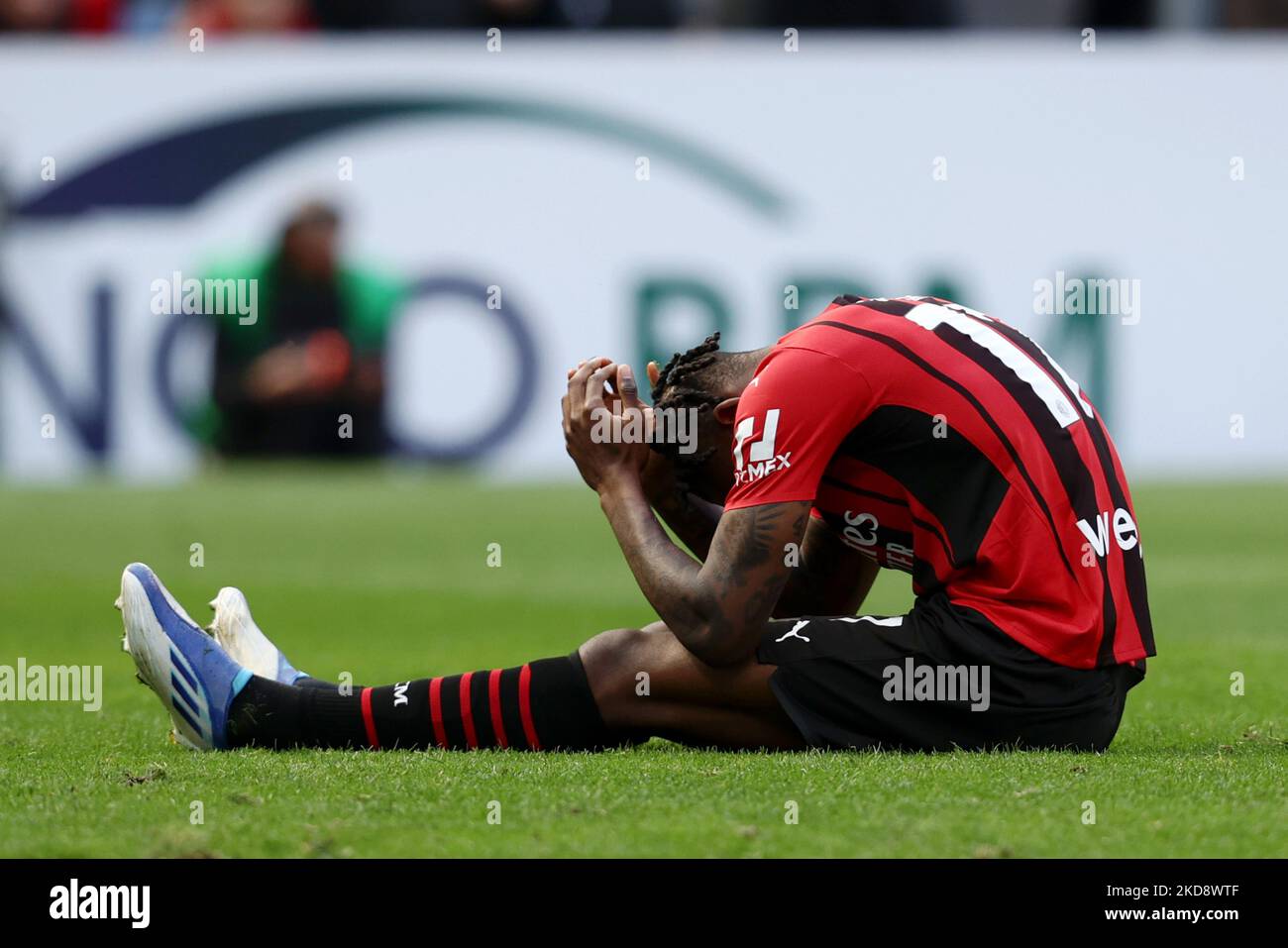 Rafael Leao (AC Milan) réagit pendant le football italien série A match AC Milan contre ACF Fiorentina sur 01 mai 2022 au stade San Siro à Milan, Italie (photo de Francesco Scaccianoce/LiveMedia/NurPhoto) Banque D'Images