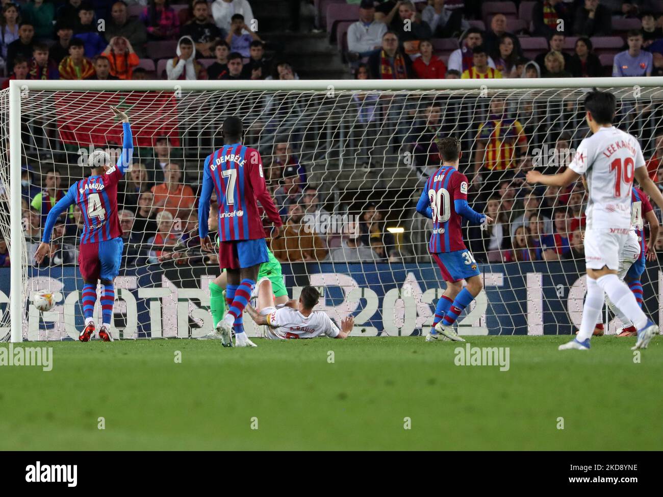 Antonio Raillo a joué pendant le match entre le FC Barcelone et le RCD Mallorca, correspondant à la semaine 34 de la Liga Santander, joué au Camp Nou Stadium, à Barcelone, le 1st mai 2022. (Photo de Joan Valls/Urbanandsport /NurPhoto) Banque D'Images