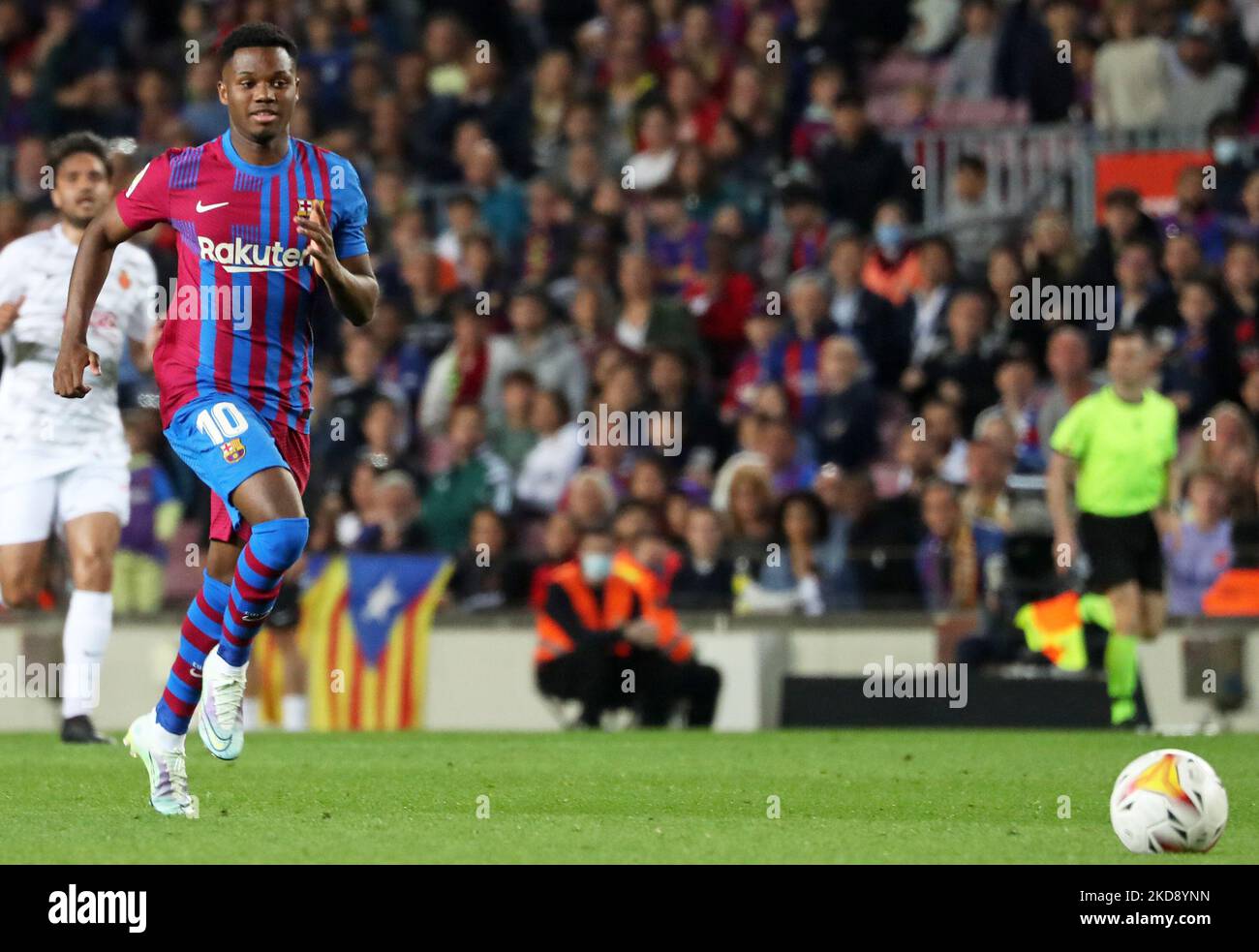 Ansu Fati lors du match entre le FC Barcelone et le RCD Mallorca, correspondant à la semaine 34 de la Liga Santander, joué au Camp Nou Stadium, à Barcelone, le 1st mai 2022. (Photo de Joan Valls/Urbanandsport /NurPhoto) Banque D'Images